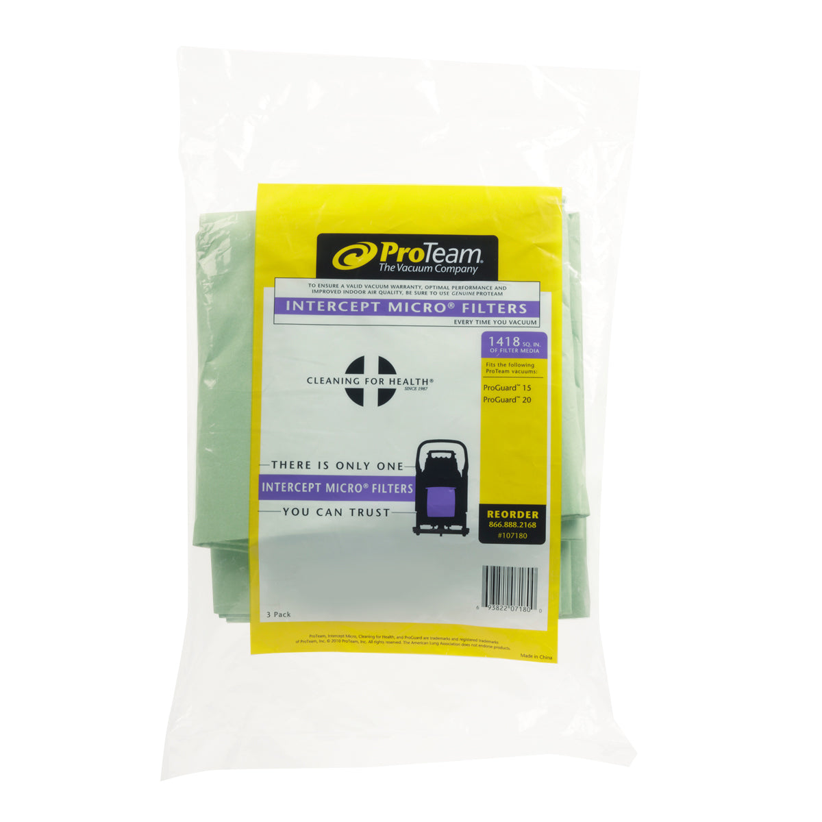 ProTeam ProGuard Wet/Dry Intercept Micro Filter Bags, 3-Pack, Fits 15 & 20 Gallon