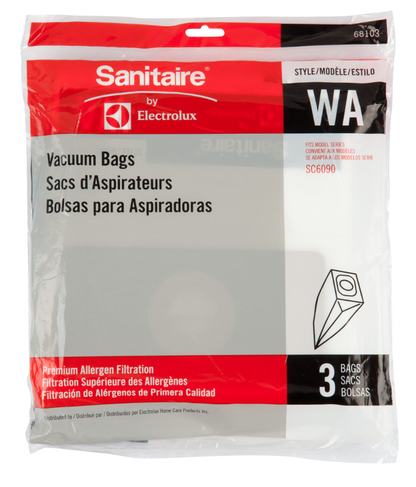 Sanitaire Style WA Wide Area Vacuum Bags, 3-Pack, OEM# 68103, Fits SC6093A