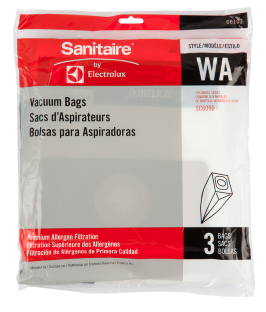 Sanitaire Style WA Wide Area Vacuum Bags, 3-Pack, OEM# 68103, Fits SC6093A