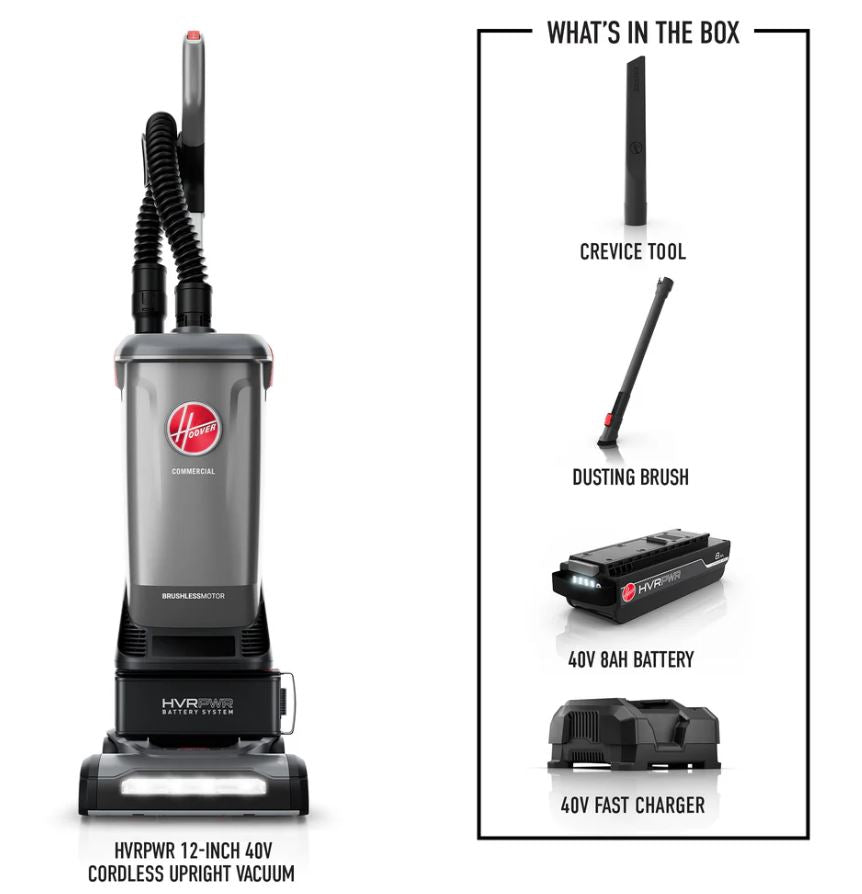 Hoover Commercial  HVRPWR 12-Inch 40V Brushless  Upright with Tool Kit