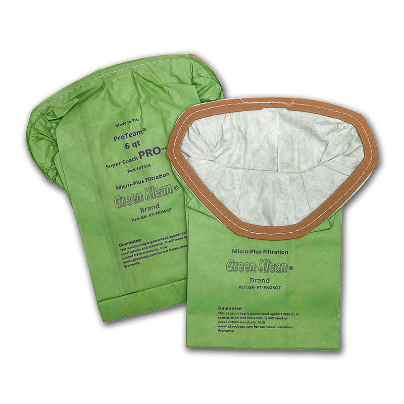 ProTeam Super Coach Pro 6 Qt Vacuum Bags by Green Klean, 10-Pack, OEM# 107314