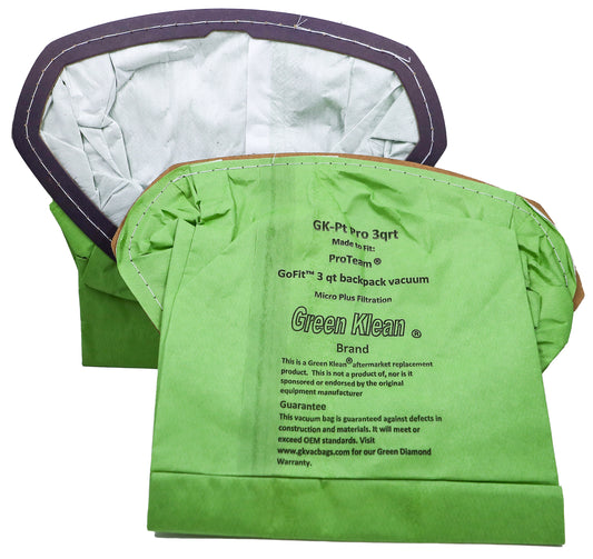 ProTeam GoFit 3 Qt Vacuum Bags by Green Klean, 100-Pack Case, OEM# 107666
