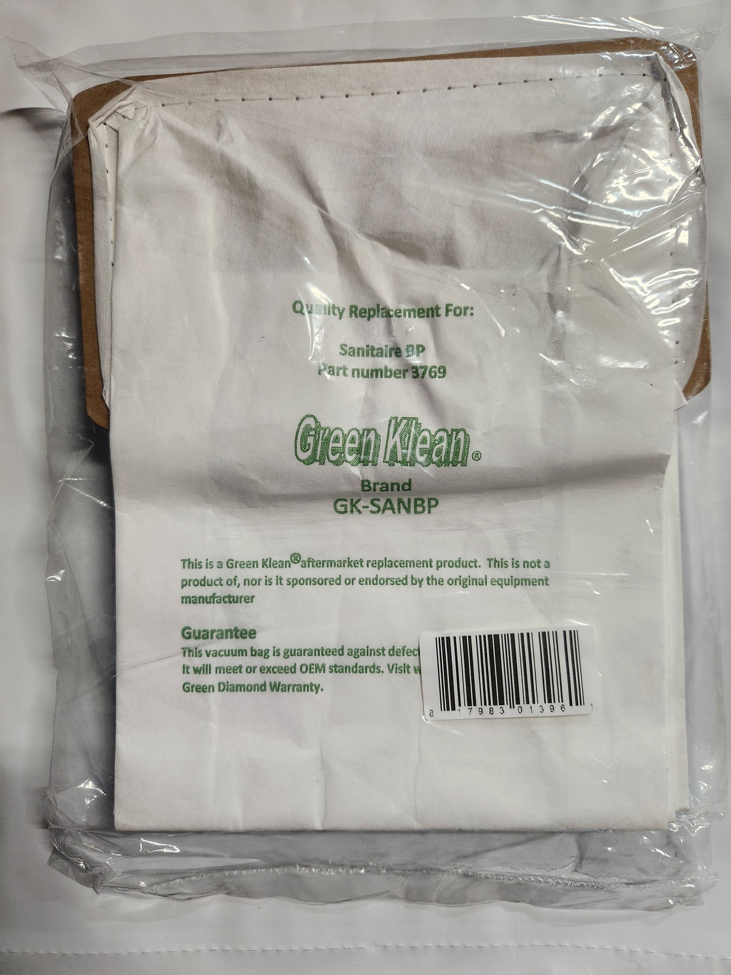 Sanitaire Style BP Backpack Vacuum Bags by Green Klean, 5-Pack, Fits SC580 TRANSPORT