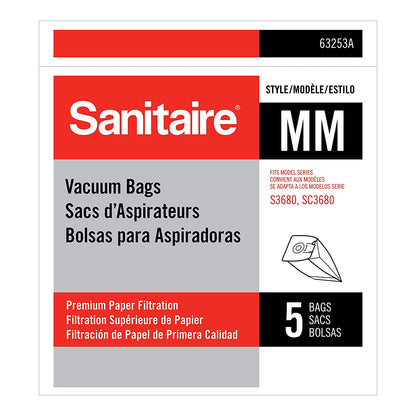 Sanitaire Style MM Vacuum Bags with Arm & Hammer, 5-Pack, OEM# 63253A, Fits SC3683