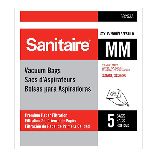 Sanitaire Style MM Vacuum Bags with Arm & Hammer, 5-Pack, OEM# 63253A, Fits SC3683