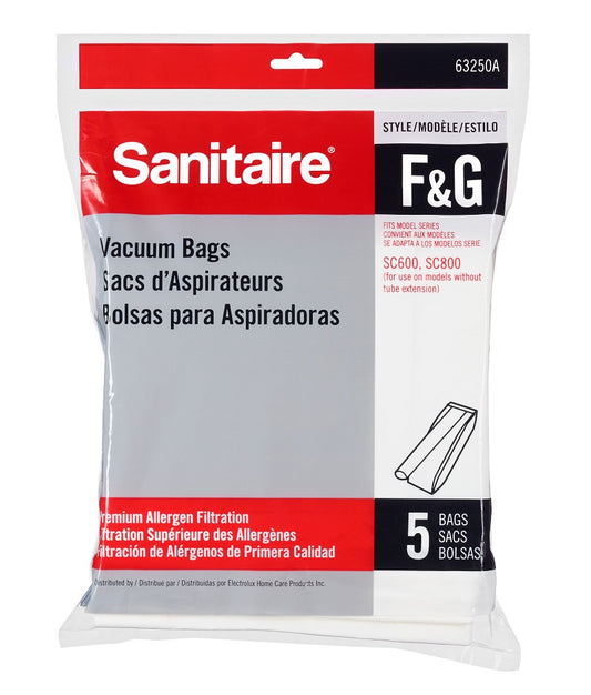 Sanitaire Style F&G Allergen Vacuum Bags, 5-Pack, OEM# 63250, Fits SC600 SC800 Series